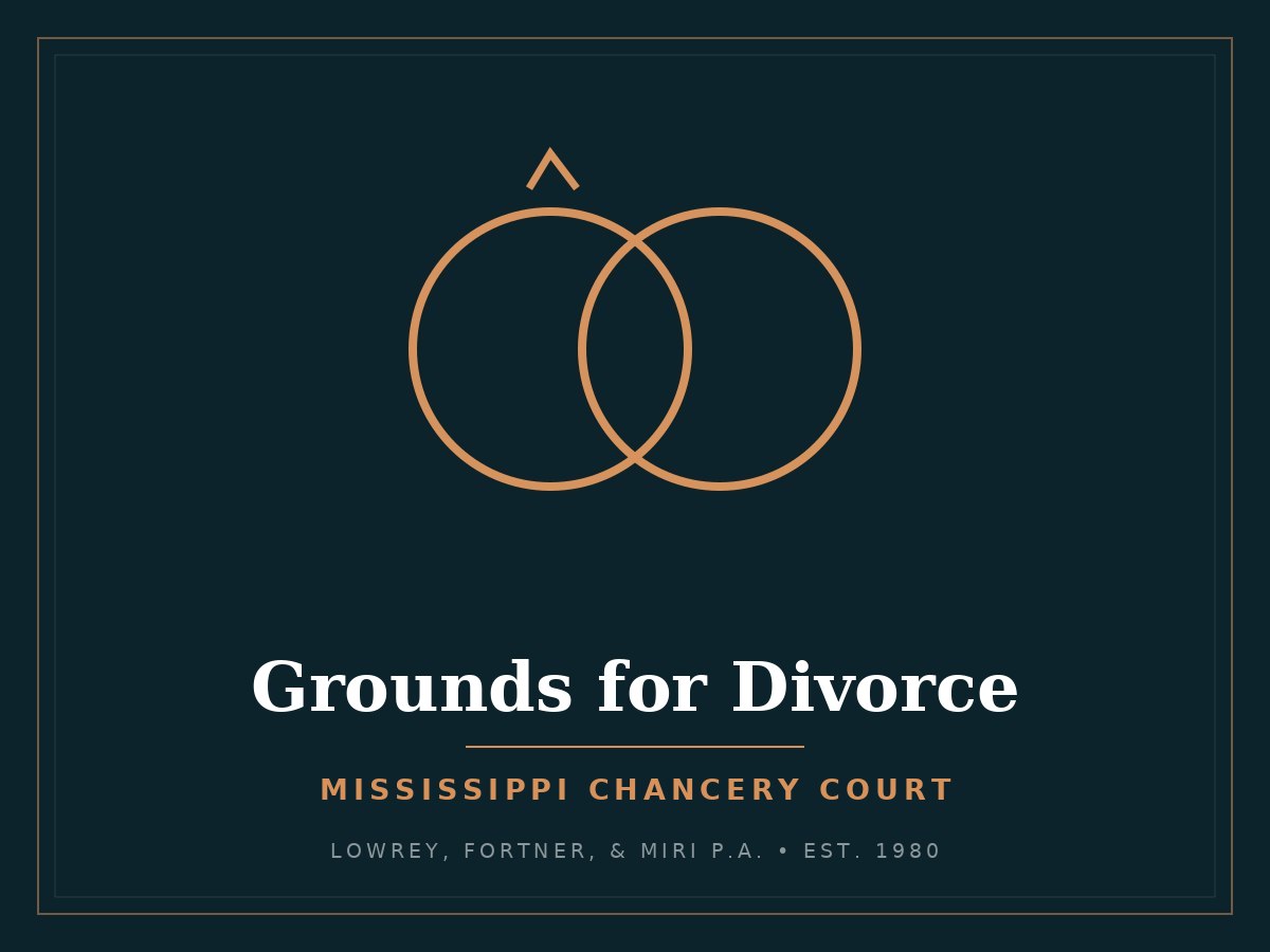 Grounds for divorce in Mississippi title card from Lowrey, Fortner, & Miri P.A.
