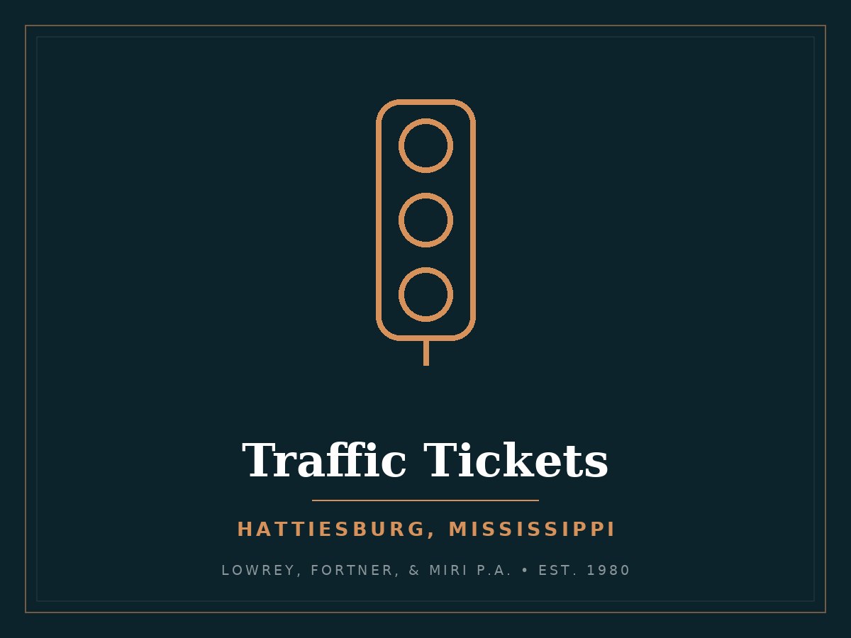 Hattiesburg traffic tickets title card from Lowrey, Fortner, & Miri P.A.